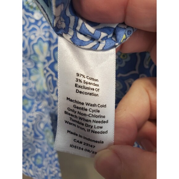 Talbots Non-Iron Scrollwork Medallion Print Flip Cuff Button-Up Shirt Size 10 - Picture 5 of 5